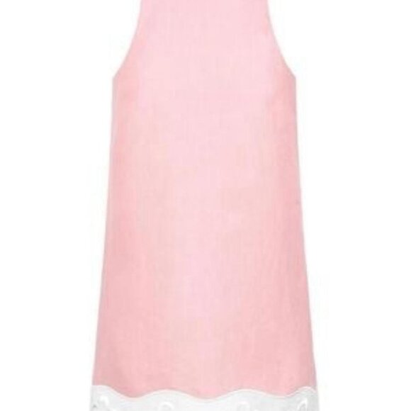 STAUD Mika Pink Linen Mini Dress with Flower Hem - Picture 3 of 4